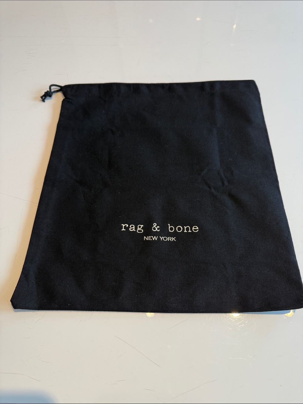 rag & bone Black Drawstring Logo Dust Pouch 11x12 like new